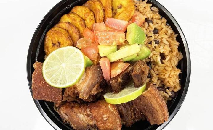 Order Pork Fried, Rice, and Sweet Plantains Bowl food online from Mofongos store, Wilmington on bringmethat.com
