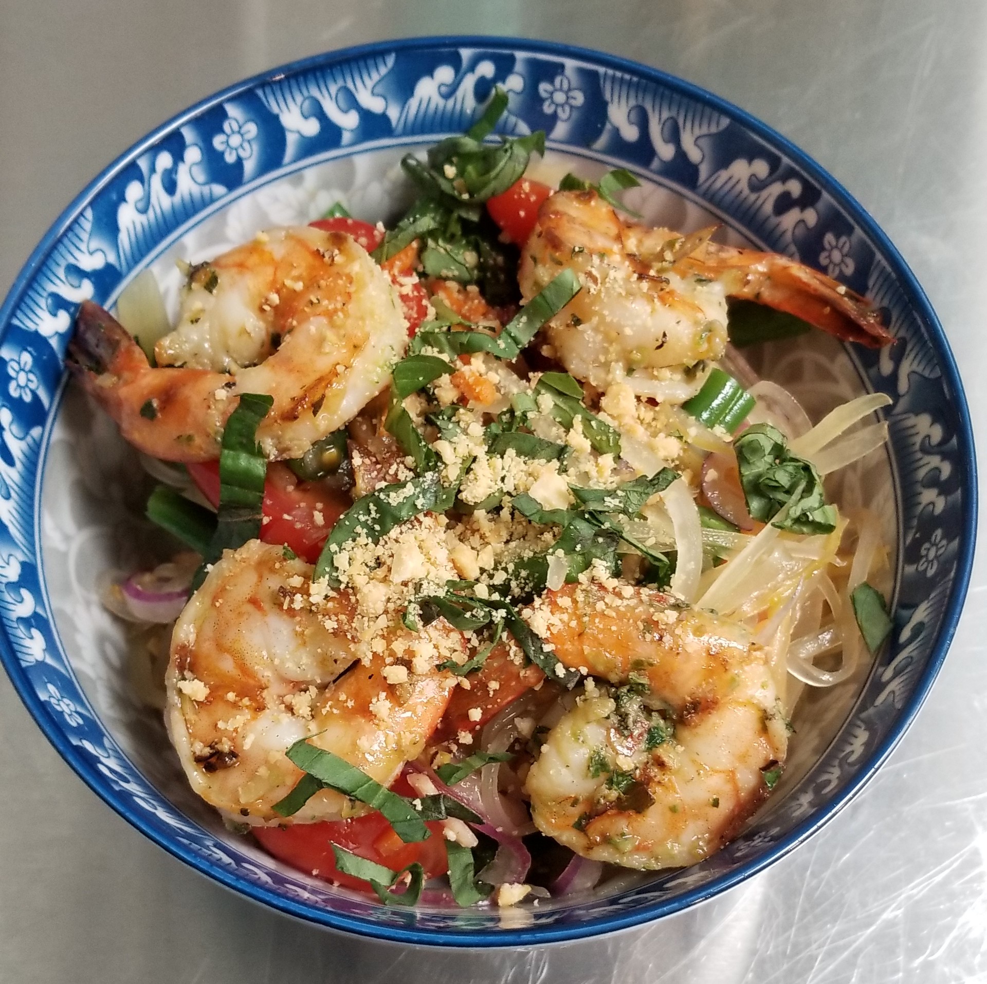 Order Papaya Salad with Grilled Shrimp Plate food online from District 6 store, Louisville on bringmethat.com