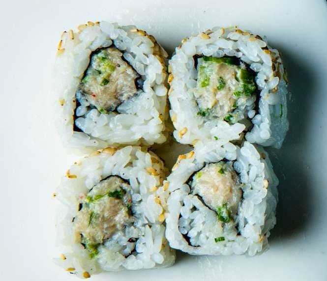 Order Spicy Yellowtail Roll (6pcs) food online from Rainbow Sushi store, Germantown on bringmethat.com