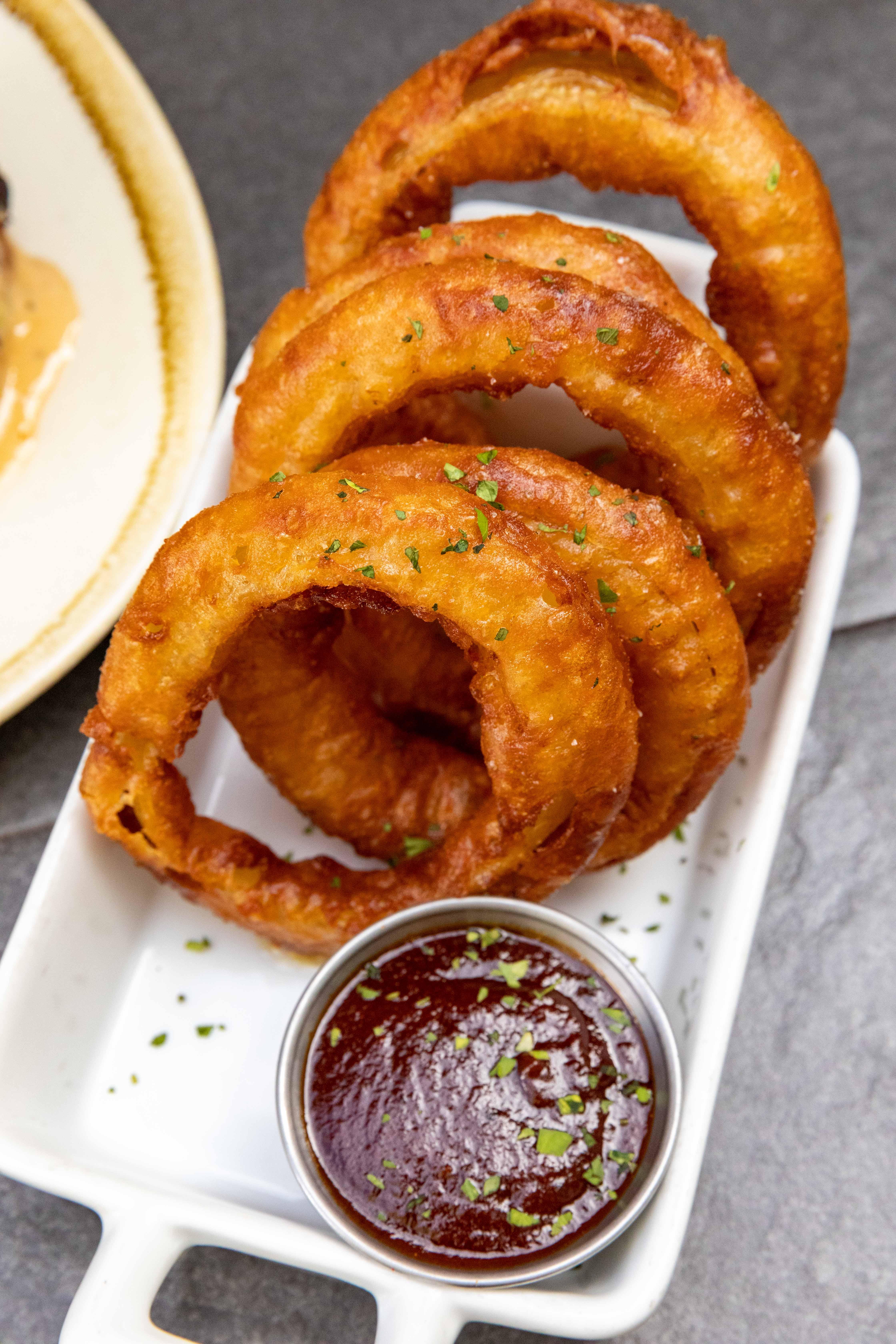 Order Hand Battered Onion Rings food online from Pono Burger store, Santa Monica on bringmethat.com