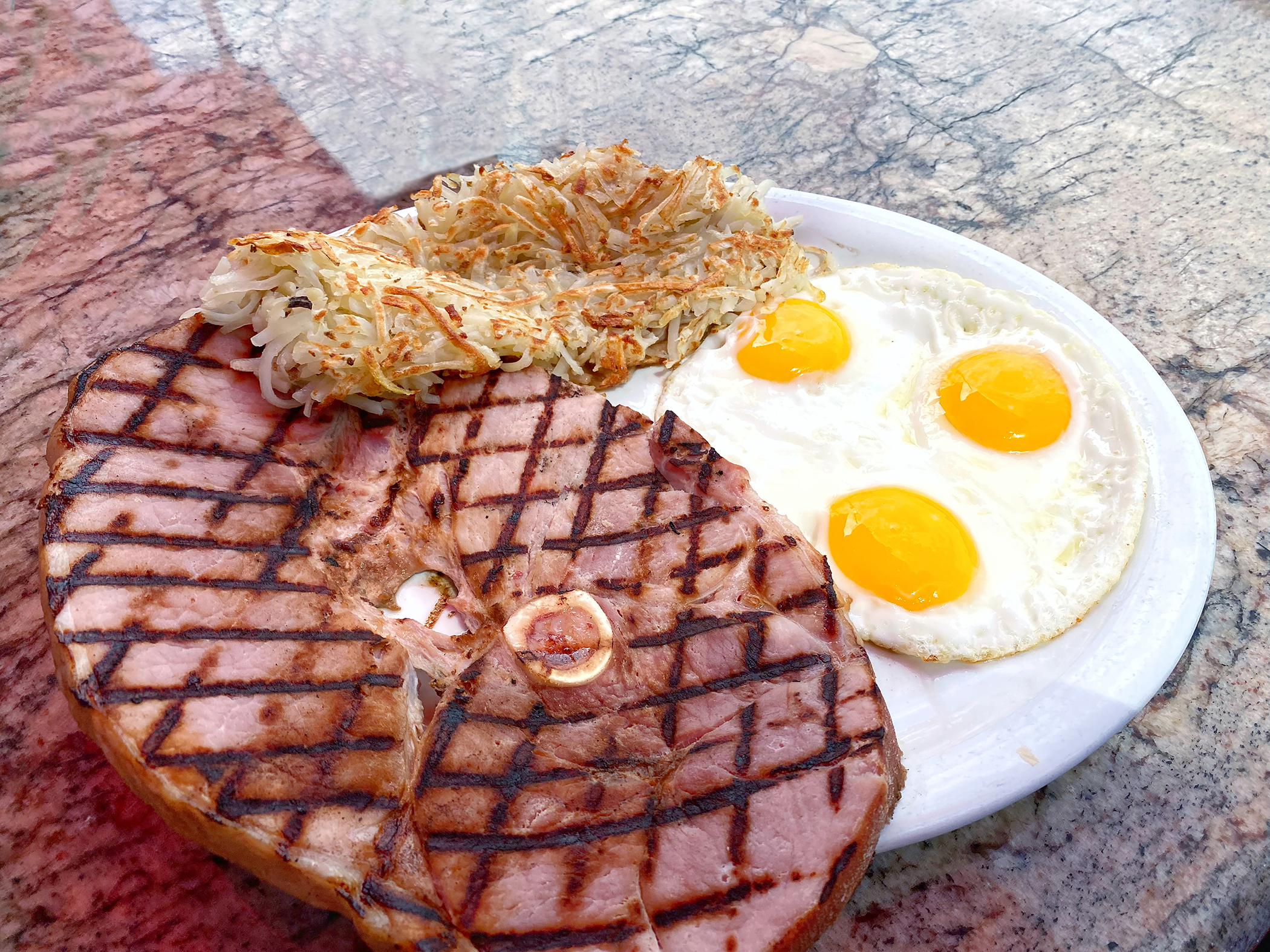 Order Ham Steak and Eggs food online from Cappy's Cafe store, Newport Beach on bringmethat.com