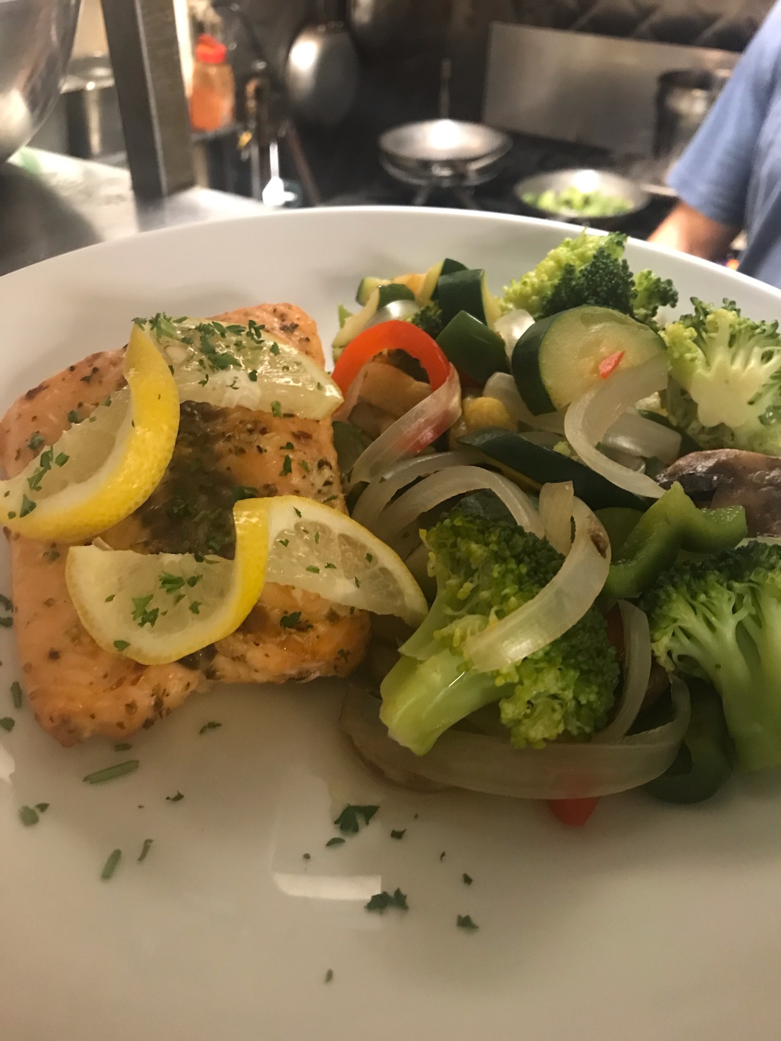 Order Grilled Salmon w/ Veggies food online from Amiccis store, Baltimore on bringmethat.com