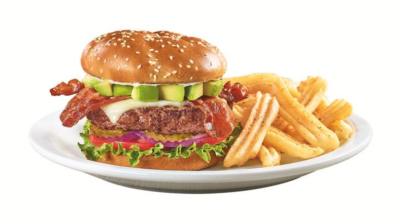 Order Bacon Avocado Cheeseburger food online from Denny's store, Irving on bringmethat.com