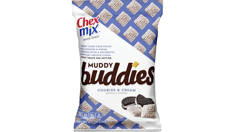 Order Chex Mix Muddy Buddies Cookies & Cream Snack Mix  4.25 oz food online from Valero Food Mart store, Murrayville on bringmethat.com