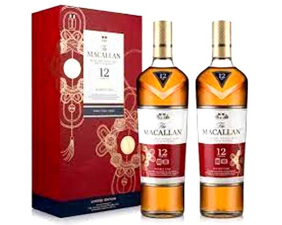 Order MACALLAN LUNAR NEW YEAR (YEAR OF THE PIG) 12YR DOUBLE CASK SET 2 X7 50 ml 43% food online from Pacific Liquor Market store, Bell Gardens on bringmethat.com