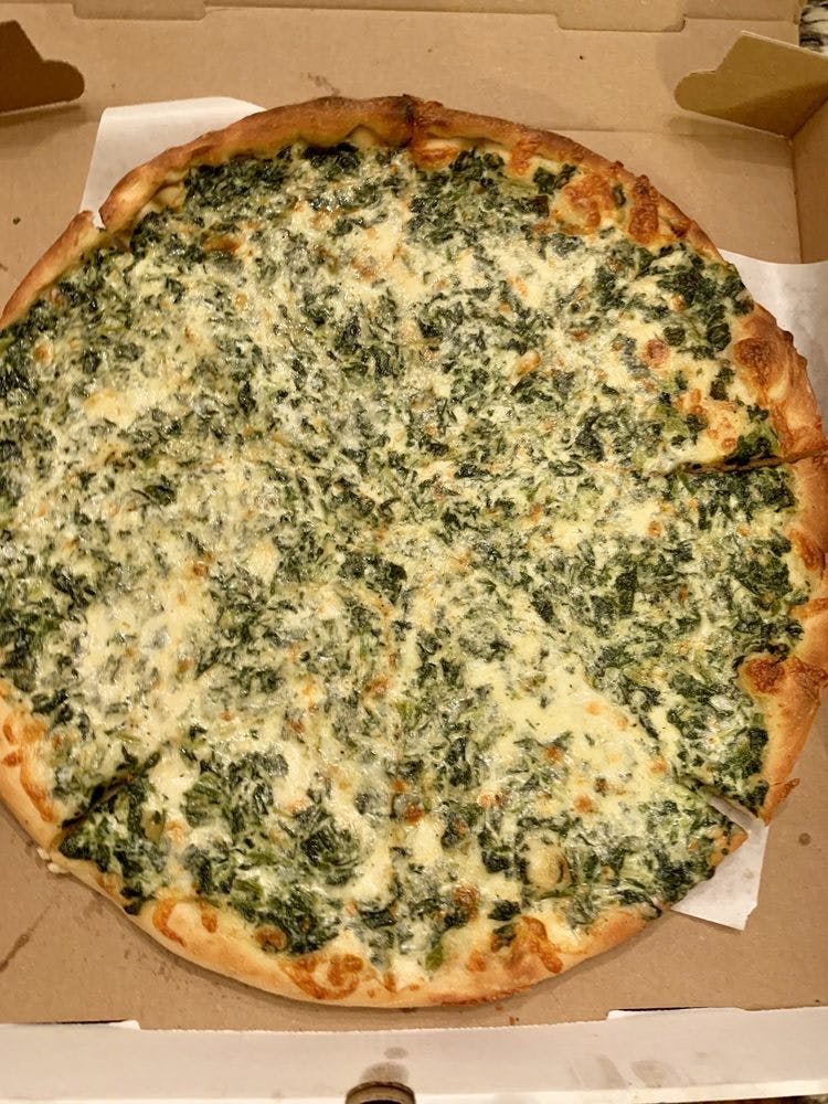 Order Cream Spinach Deep Dish Pizza - Pizza food online from Gino Of Middle Village Pizza store, Middle Village on bringmethat.com