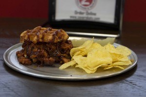 Order Pulled Pork Waffle Sandwich food online from Zoner Pizza, Wings & Waffles store, Warner Robins on bringmethat.com