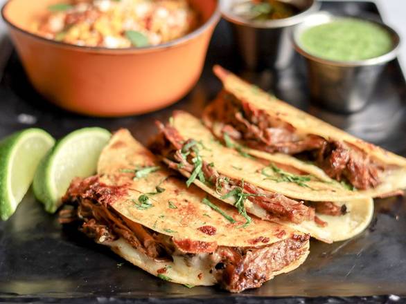 Order BIRRIA TACOS food online from Black Walnut Cafe store, The Woodlands on bringmethat.com
