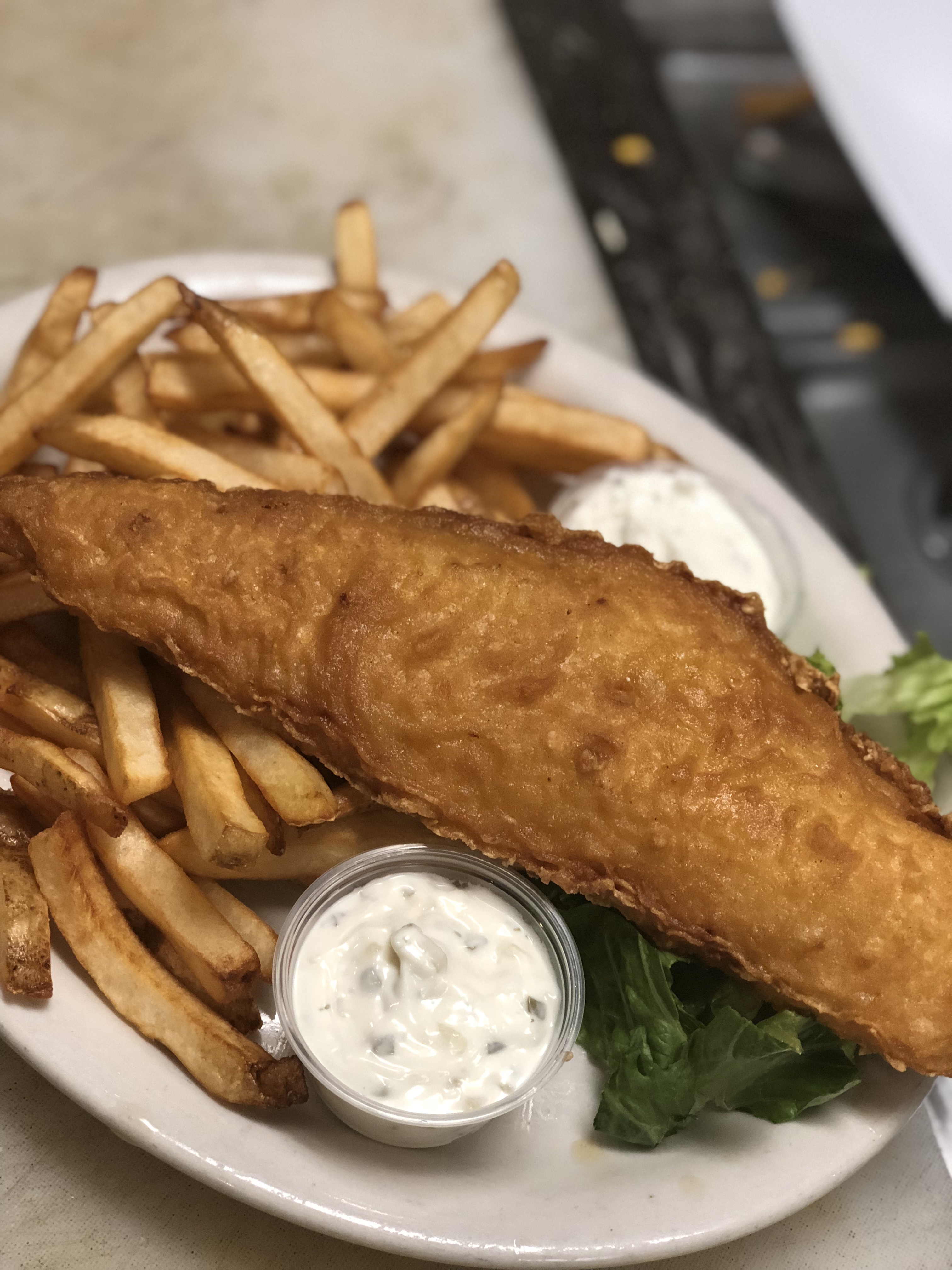 Order Fish & Chips food online from Dominic's Bar & Grille store, Monrovia on bringmethat.com