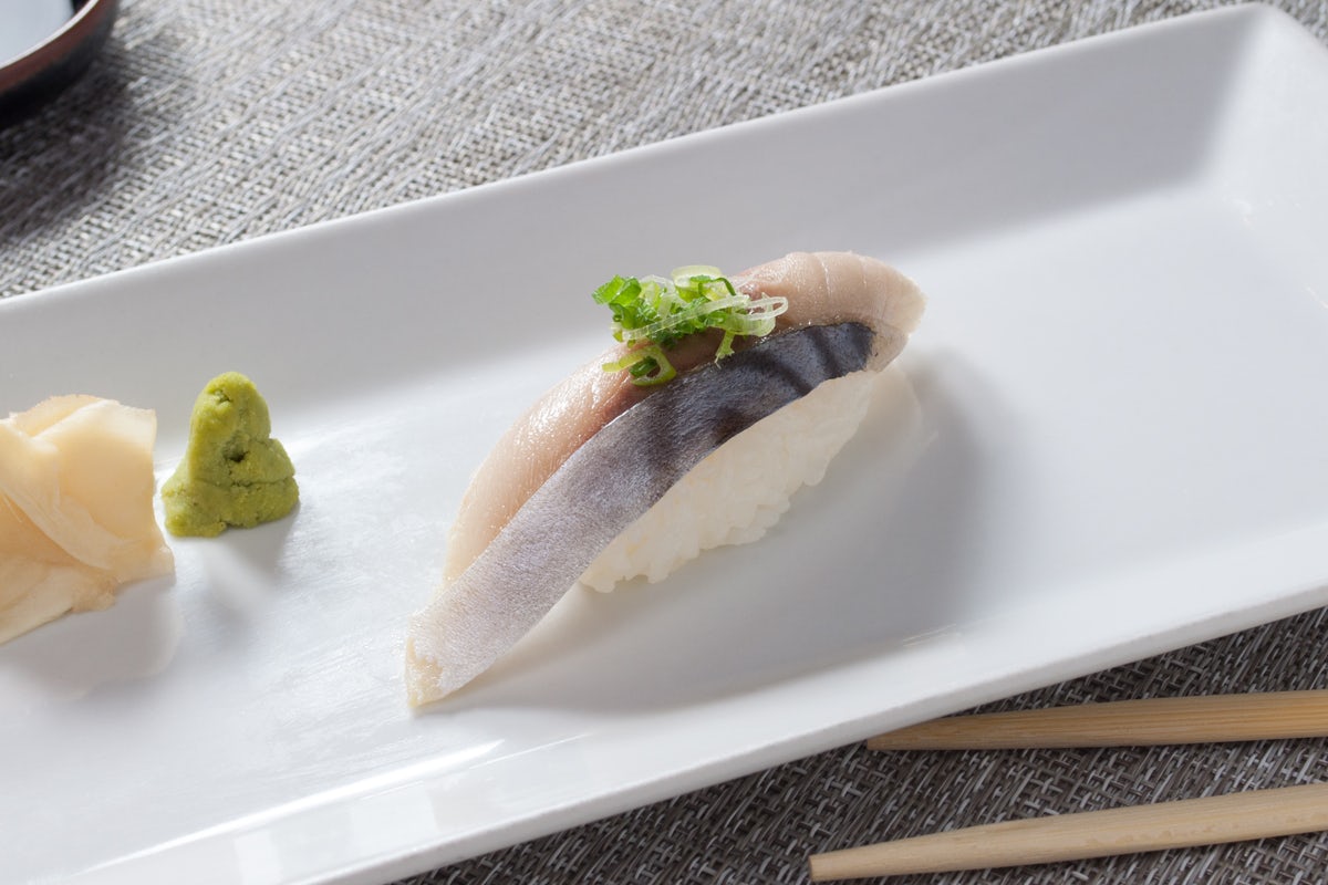 Order Mackerel Sushi food online from Izumi Japanese Steak House & Sushi Bar store, Windsor Locks on bringmethat.com