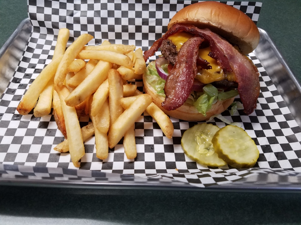 Order *Bacon Cheddar-Burger food online from The Distillery store, Syracuse on bringmethat.com