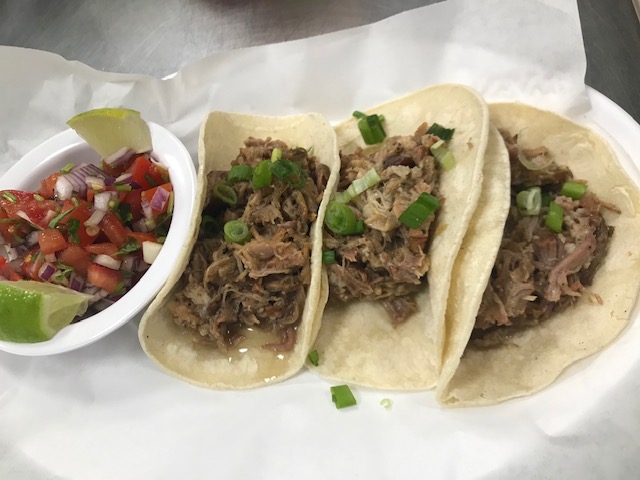 Order Pulled Pork Sisig Tacos food online from Mateo Kitchen & Catering store, Sergeant Bluff on bringmethat.com