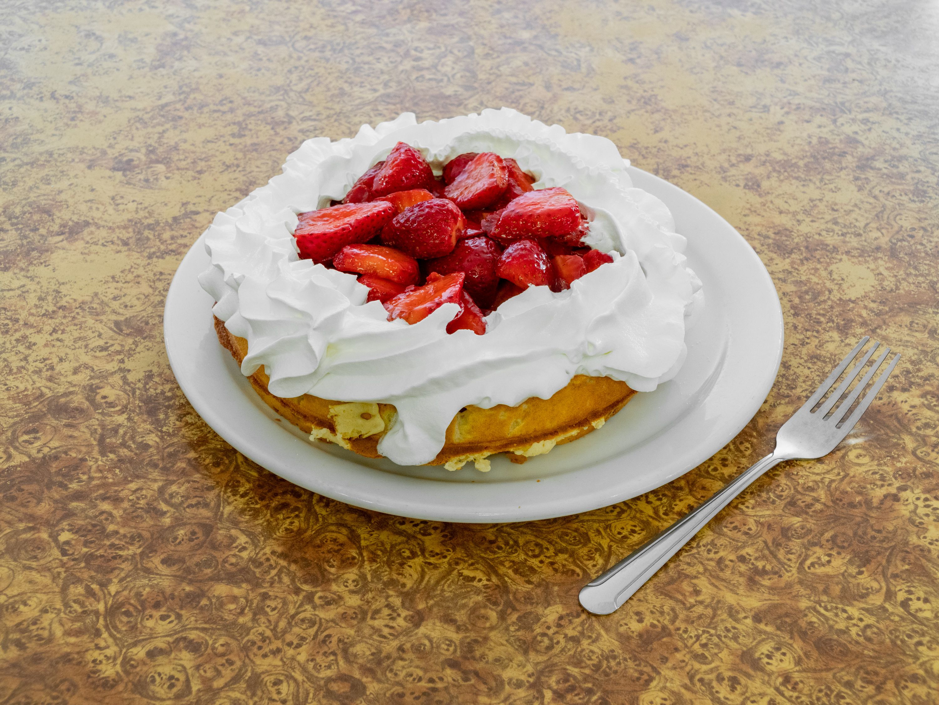 Order Strawberry Almond Waffle Combo food online from The Omelet House store, Stockton on bringmethat.com