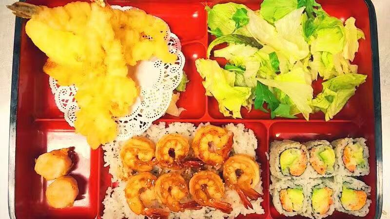Order K3. Teriyaki Shrimp Bento Box food online from Sushi Bang Bang store, Austin on bringmethat.com