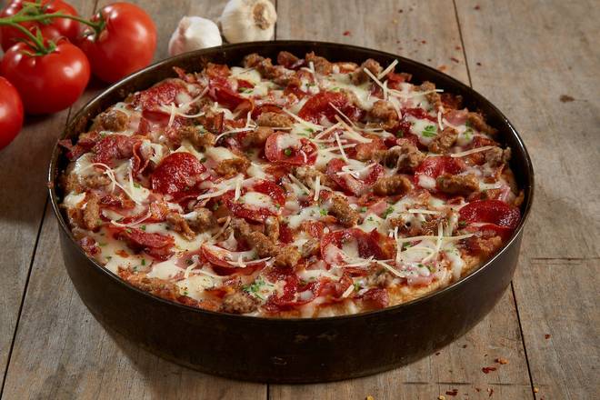 Order Gourmet Five Meat Pizza - Large food online from BJ's Restaurant & Brewhouse store, Temecula on bringmethat.com