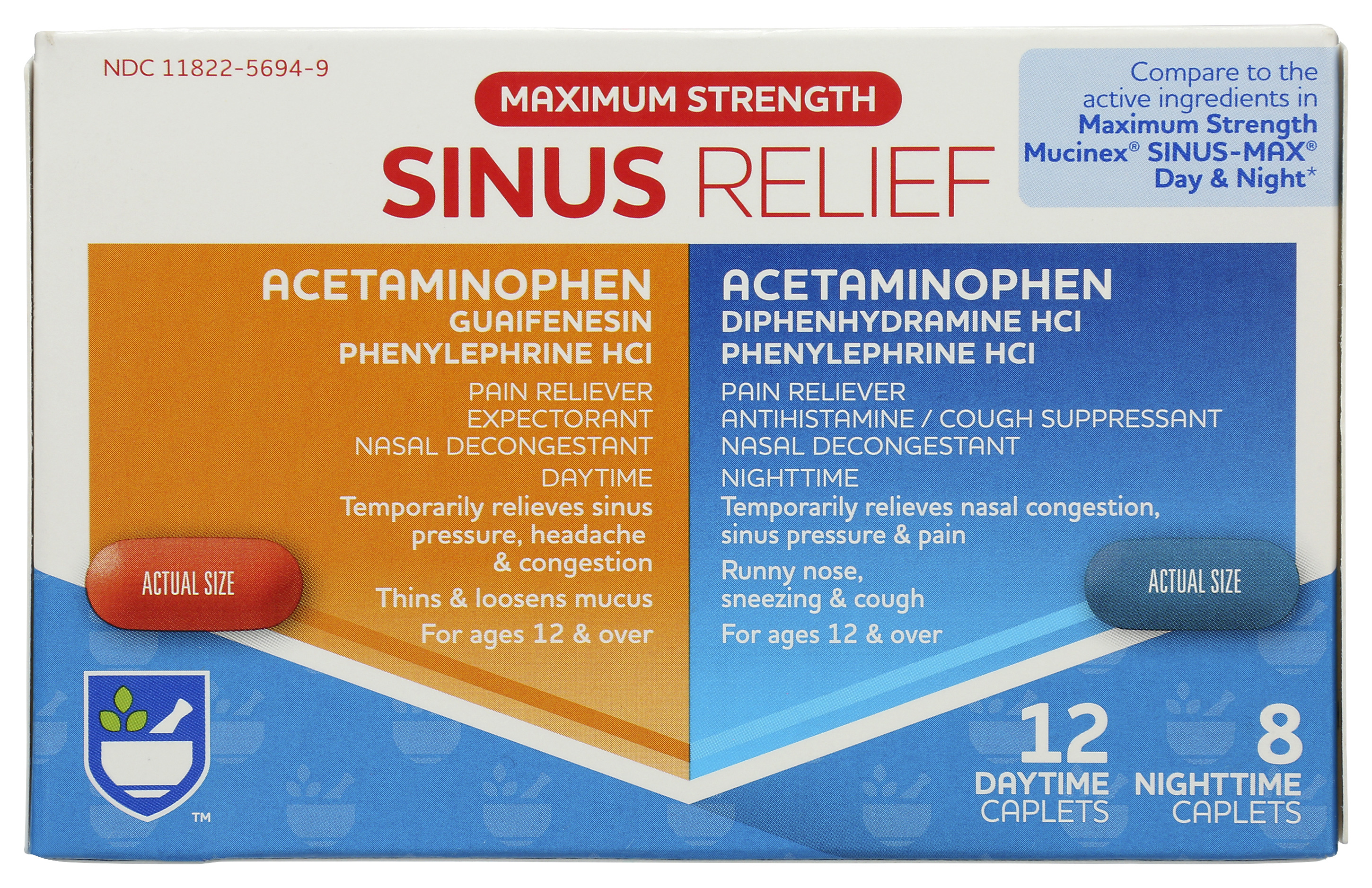 Order Rite Aid Maximum Strength Daytime & Nighttime Sinus Relief Caplets - 20 ct food online from Rite Aid store, ELMIRA on bringmethat.com