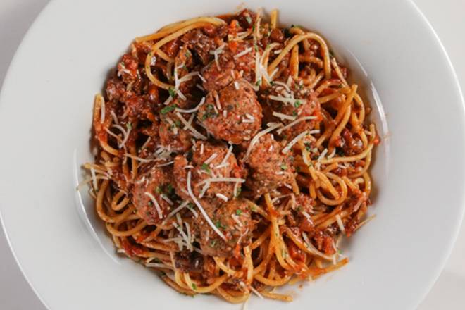 Order MOM'S RICOTTA MEATBALLS + SPAGHETTI WITH BOLOGNESE food online from Macaroni Grill store, Temecula on bringmethat.com