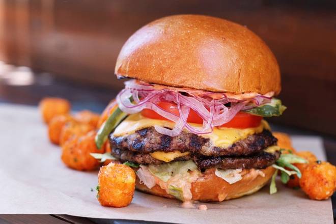 Order All-American Burger* food online from Lazy Dog Restaurant & Bar store, Naperville on bringmethat.com