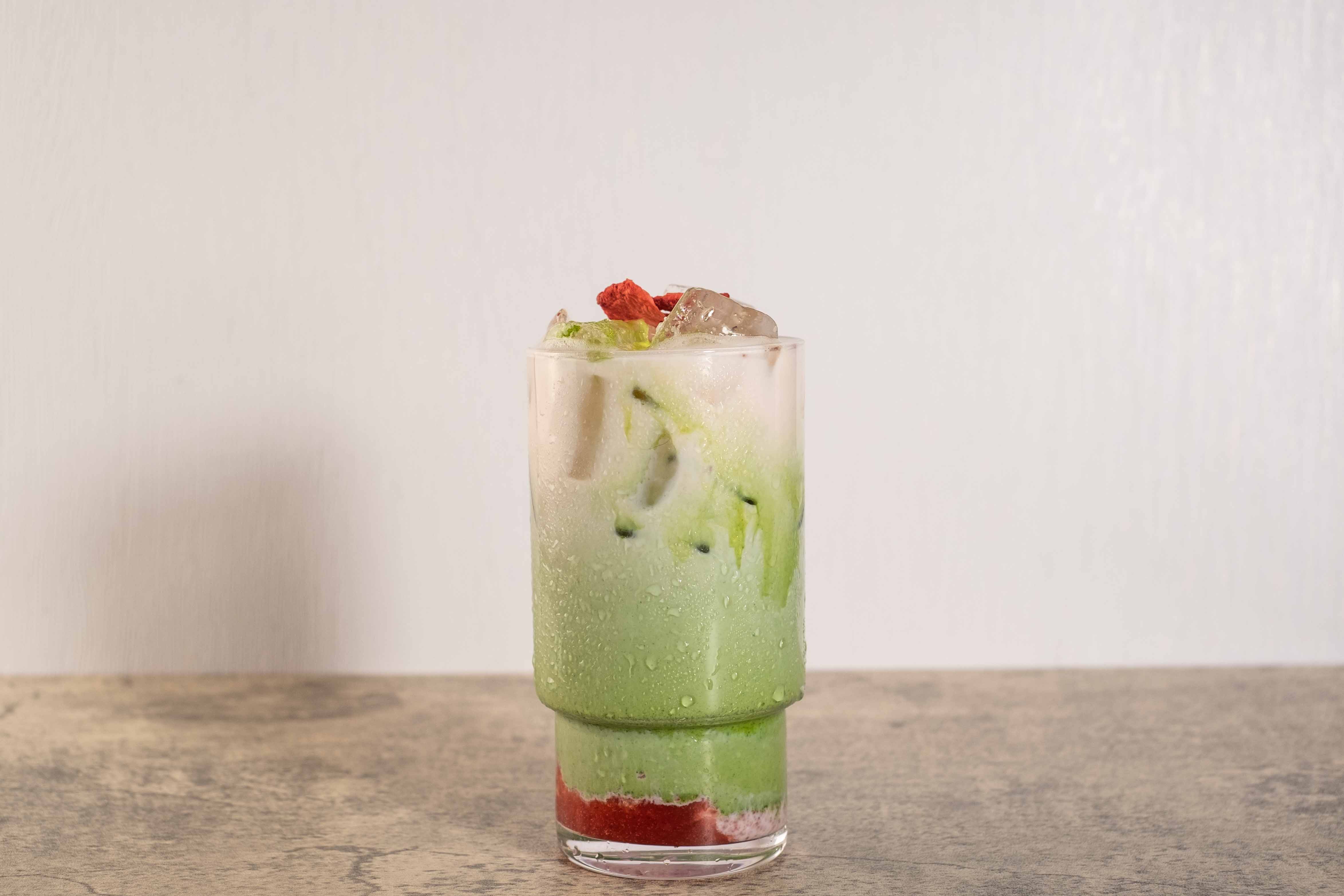 Order Iced Strawberry Matcha food online from The Mugs store, Diamond Bar on bringmethat.com