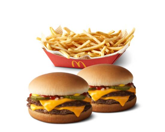 Order 2 Double Cheeseburger & Basket of Fries food online from Mcdonald store, Moundsville on bringmethat.com