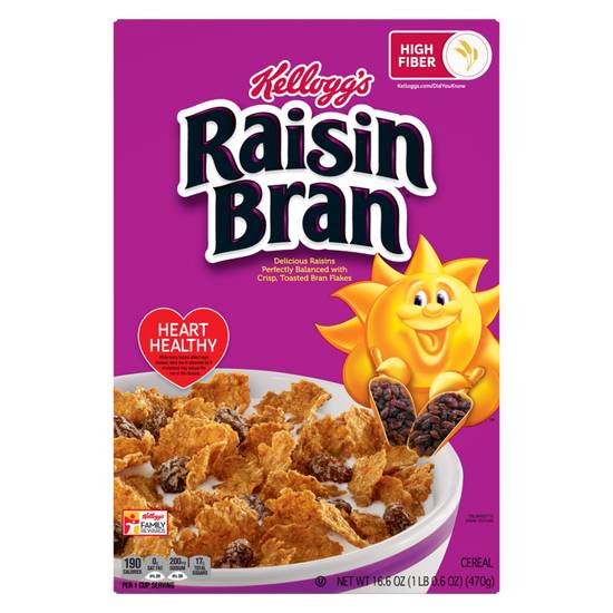 Order Kellogg's Original Raisin Bran Cereal 16.6oz food online from Drinks At Your Door by Gopuff store, Santa Maria on bringmethat.com
