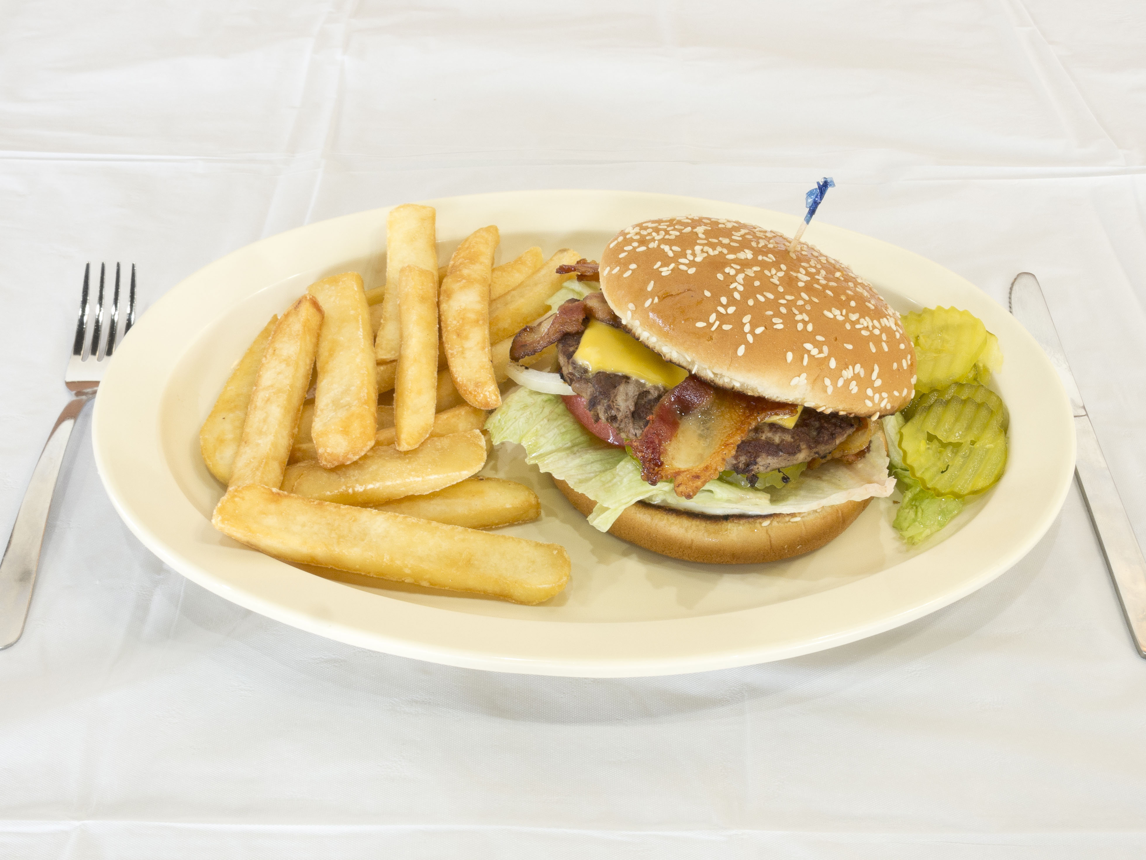 Order Bacon Cheese Burger food online from Mom's Cafe store, Allen on bringmethat.com