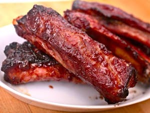 Order A06. Barbecued Spare Ribs (4) 广式叉烧排骨 food online from Happy Dragon store, Kansas City on bringmethat.com