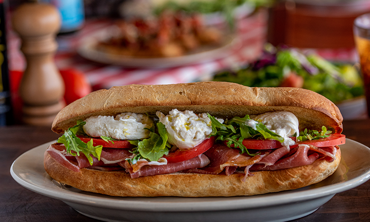 Order Prosciutto and Truffle Burrata Sandwich food online from Russo's Pizza store, Austin on bringmethat.com