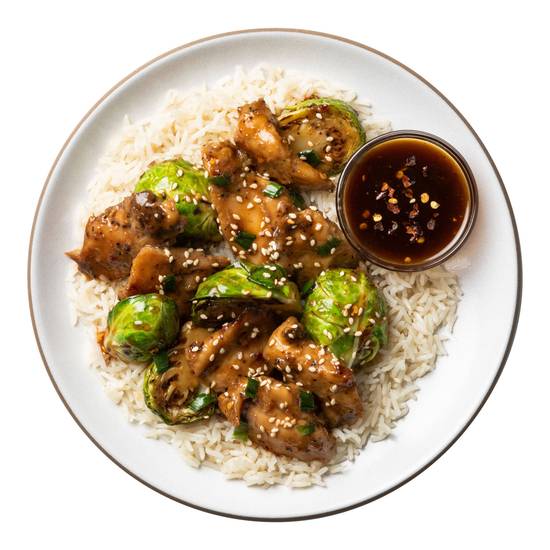 Order Sticky Sesame Chicken with Crispy Brussels Sprouts  food online from Snap Kitchen store, Dallas on bringmethat.com