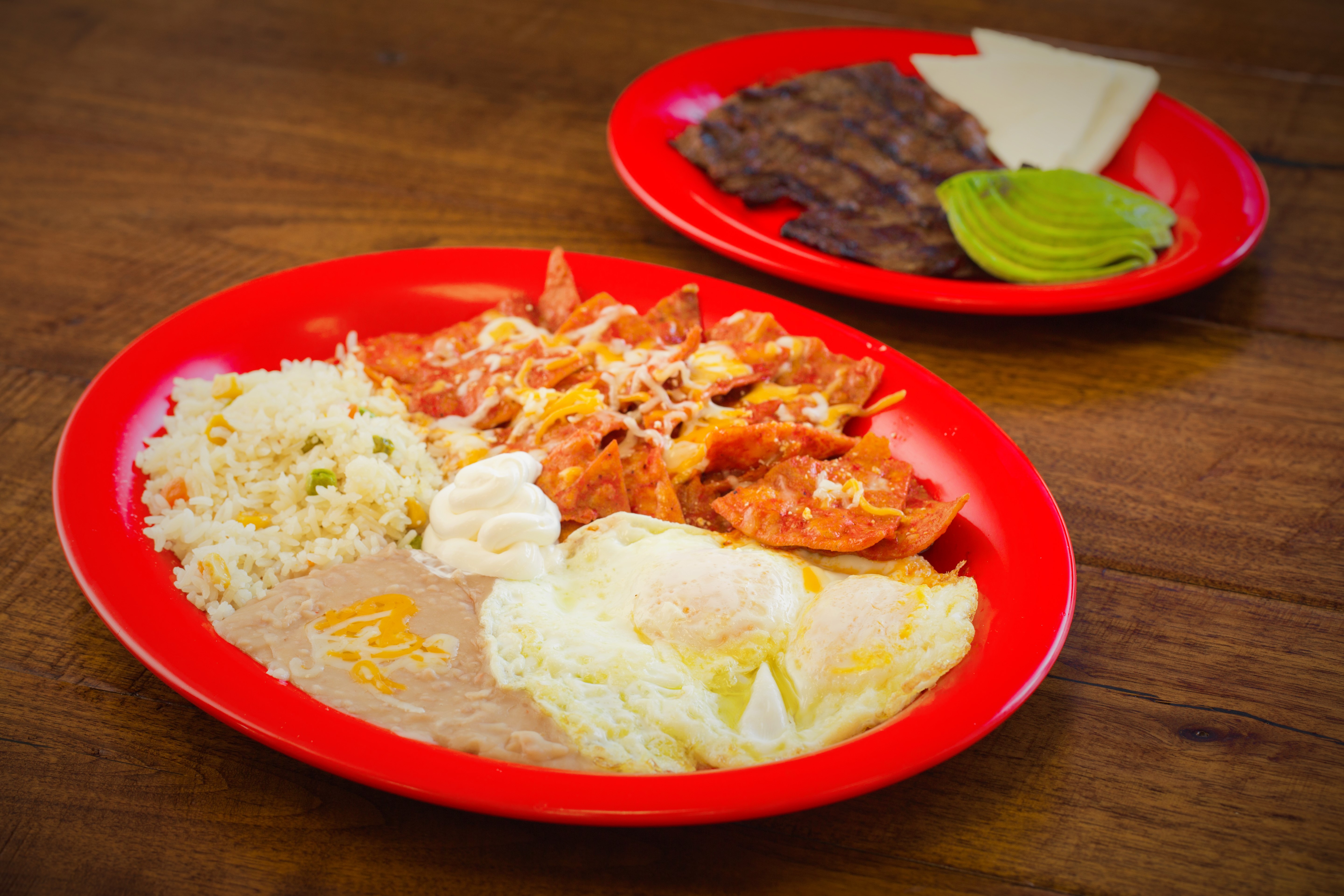 Order Chilaquiles with Carne Asada food online from Tortas Sinaloa store, Santa Ana on bringmethat.com