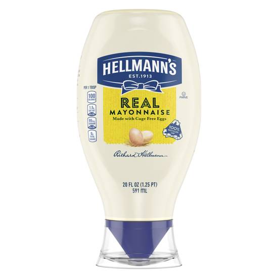 Order Hellmann's Real Mayonnaise Easy Out Squeeze Bottle 20oz food online from Everyday Needs by Gopuff store, Chino on bringmethat.com