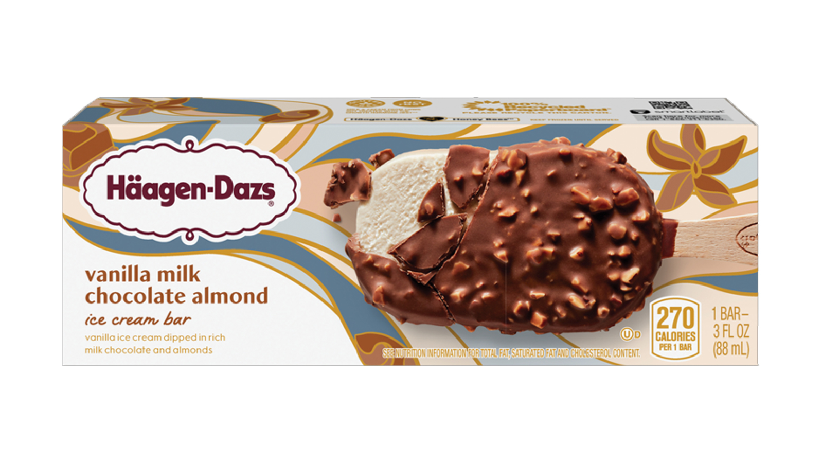 Order Haagen-Dazs Vanilla Milk Chocolate Almonds 3oz food online from Extramile store, San Diego on bringmethat.com
