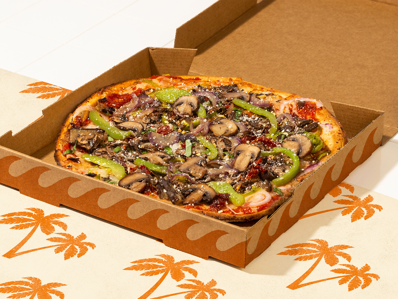 Order Gluten Free Veggie Lovers Pizza food online from Groovy Island Pizza Co. store, Fullerton on bringmethat.com
