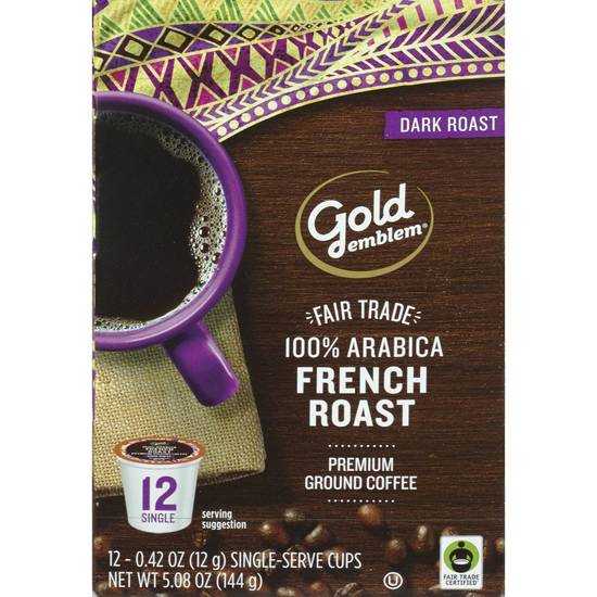 Order Gold Emblem Fair Trade French Roast Premium Ground Coffee Single-Serve Cups, 12 CT food online from Cvs store, MADISON on bringmethat.com