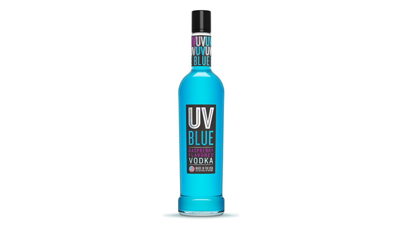 Order UV Blue Raspberry Vodka 50mL food online from Orcutt Liquor & Deli store, Orcutt on bringmethat.com