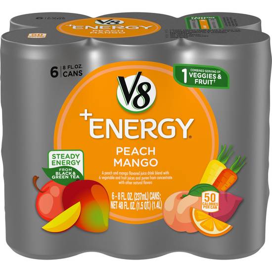 Order V8 Beverage Blend Vegetable & Fruit Peach Mango (8 oz x 6 ct) food online from Rite Aid store, Austintown on bringmethat.com