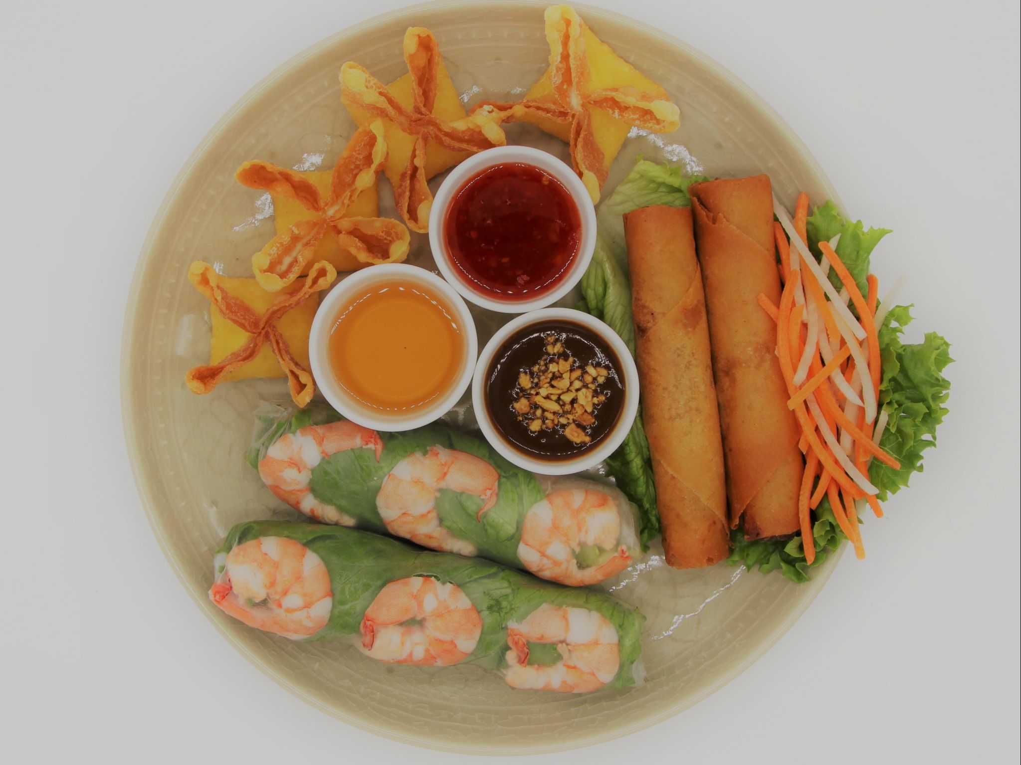 Order Appetizer Trio food online from Mama Hong Vietnamese Kitchen store, Orange on bringmethat.com