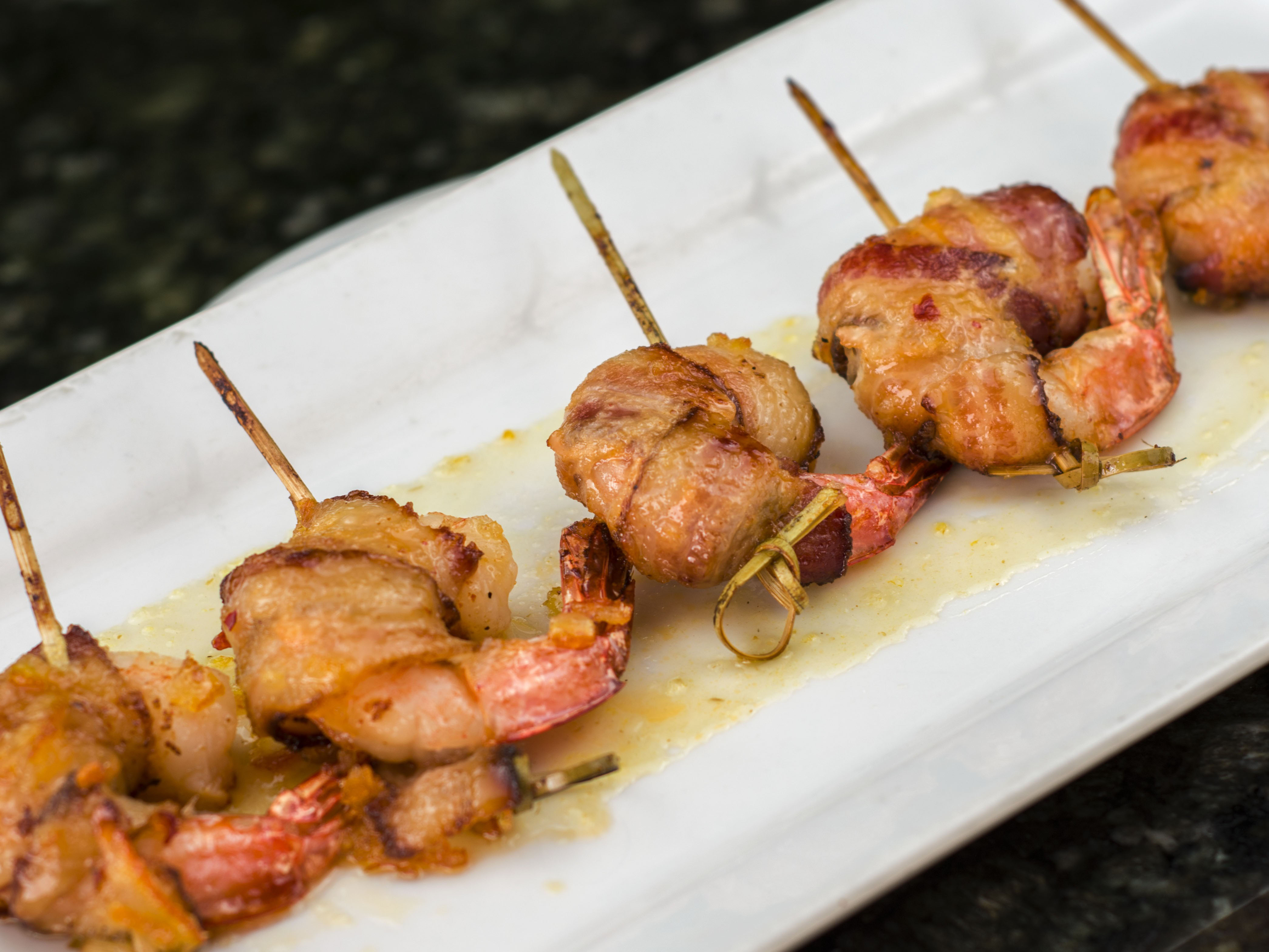Order Jalapeno-Bacon-Wrapped Shrimp food online from D.H. Lescombes Winery & Bistro store, Albuquerque on bringmethat.com