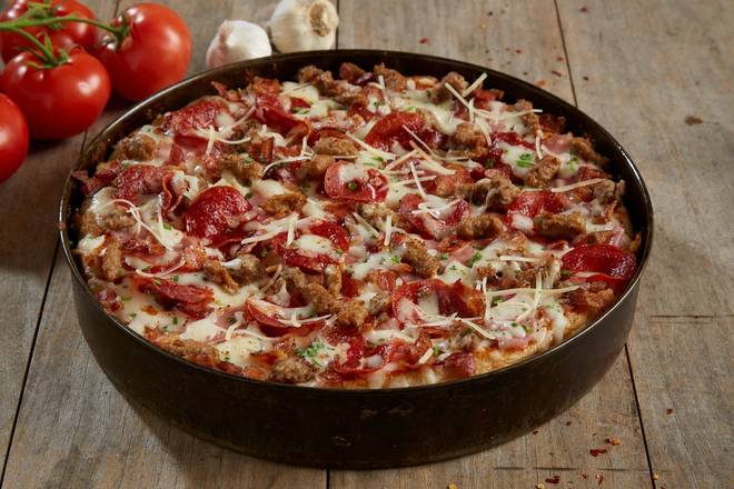 Order Gourmet Five Meat Pizza - Shareable food online from BJ's Restaurant & Brewhouse store, Aurora on bringmethat.com