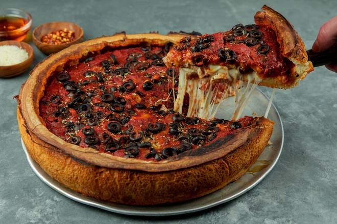 Order FAVORITE DEEP 14" food online from Patxi's Pizza store, Livermore on bringmethat.com