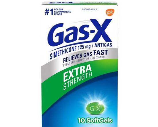 Order Gas-X Extra Strength Simethicone, 10 Count food online from Pit Stop Liquor Mart store, El Monte on bringmethat.com