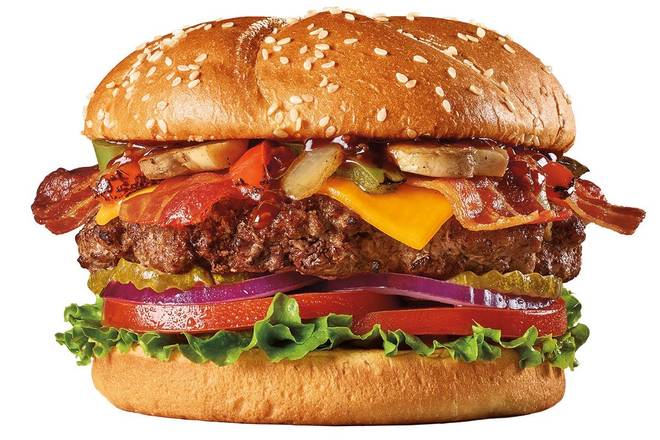 Order Spill the Bourbon Burger   food online from The Burger Den store, Franklin Park on bringmethat.com