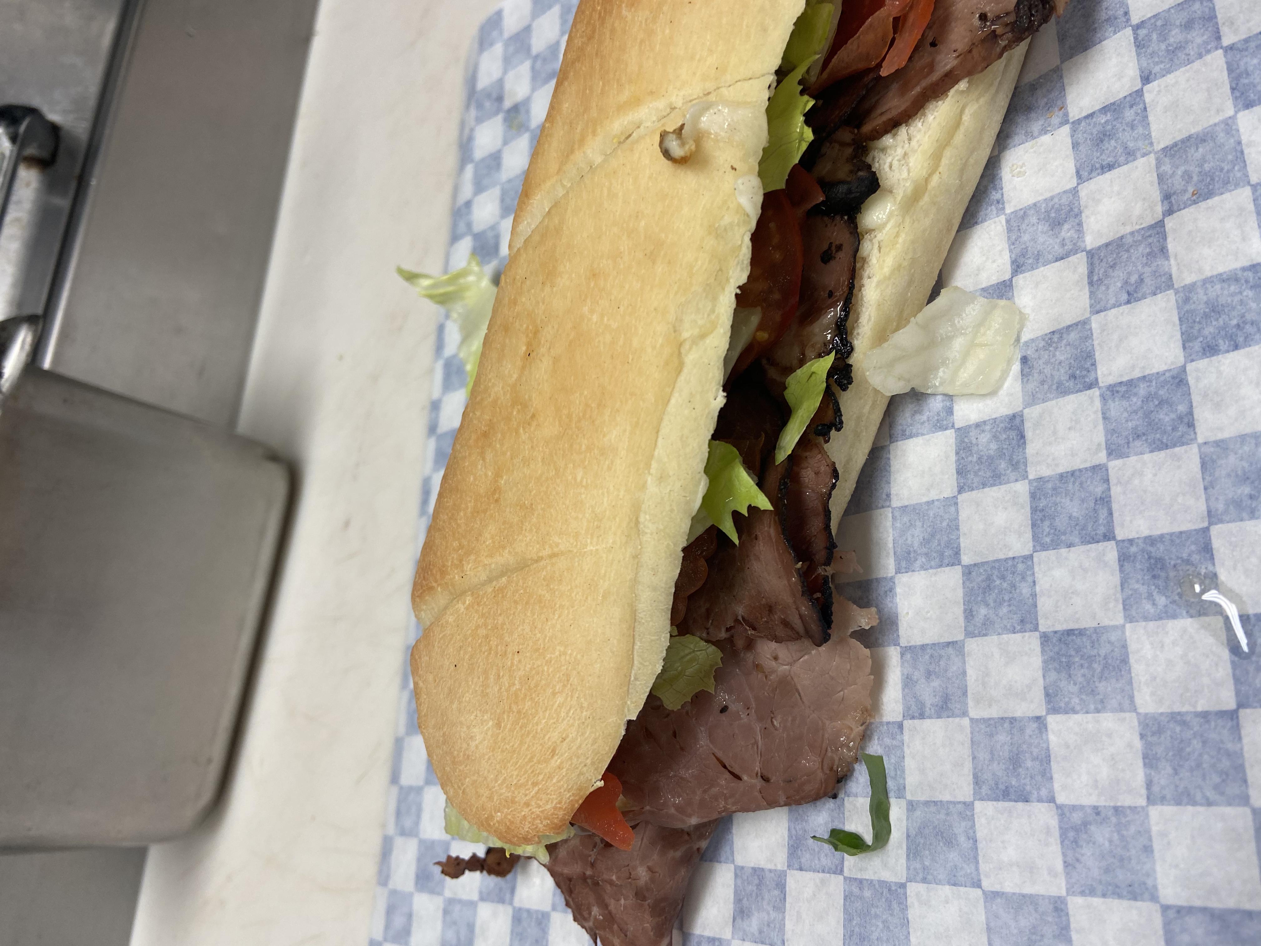 Order Roast Beef Cold Sub food online from Papa G's Pizza, Pasta Cafe store, Wildomar on bringmethat.com