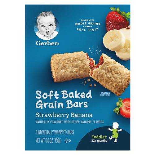 Order Gerber Cereal Bars Strawberry Banana - 0.69 oz x 8 pack food online from Walgreens store, Magnolia on bringmethat.com