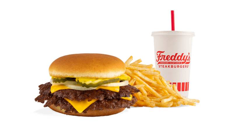 Order #1 Freddy's Original Double with Cheese Combo food online from Freddy's Frozen Custard & Steakburgers store, Florissant on bringmethat.com