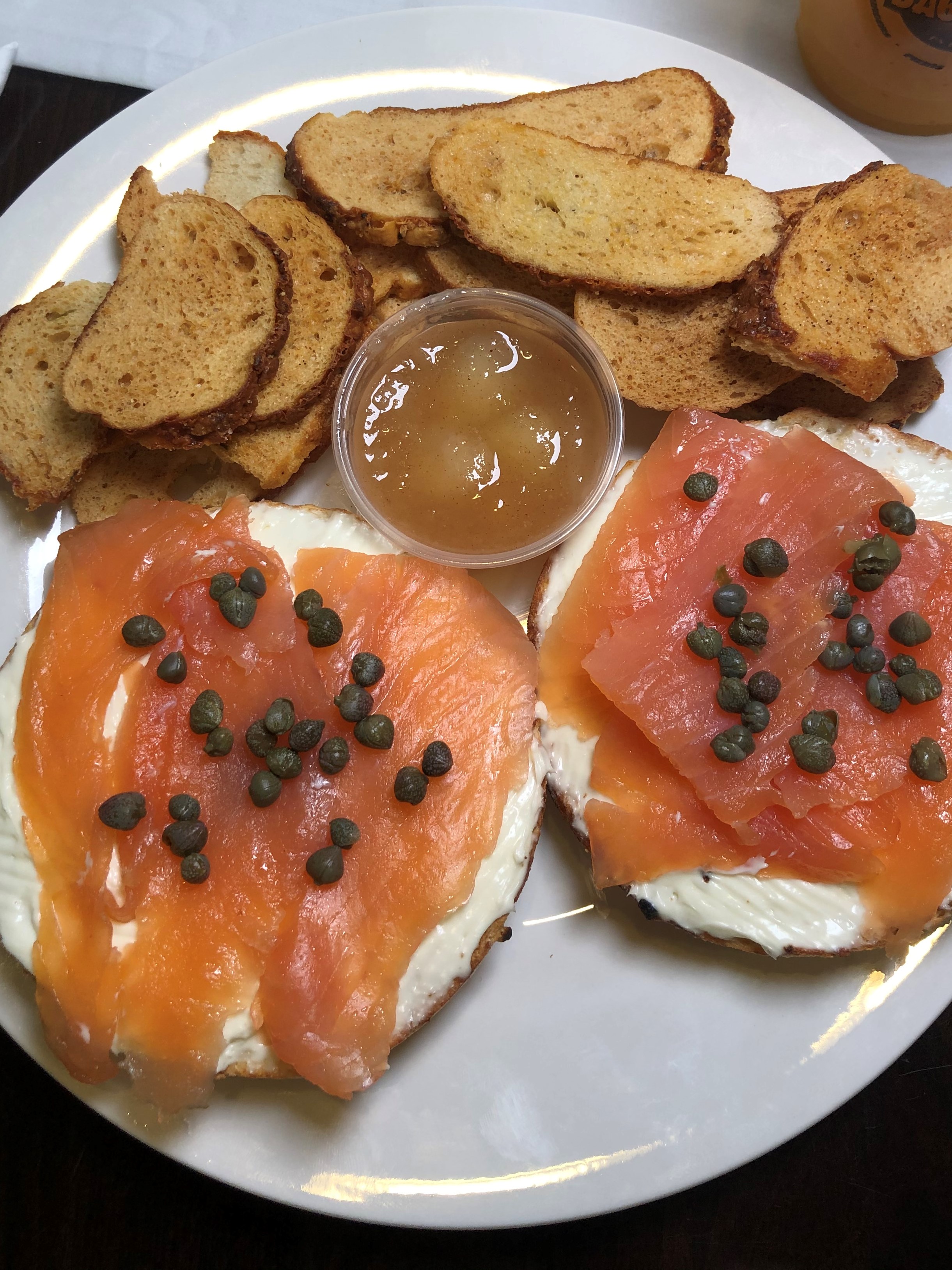 Order Bagel with Nova Lox Strips & Cream Cheese food online from Bagel Me store, Anaheim on bringmethat.com