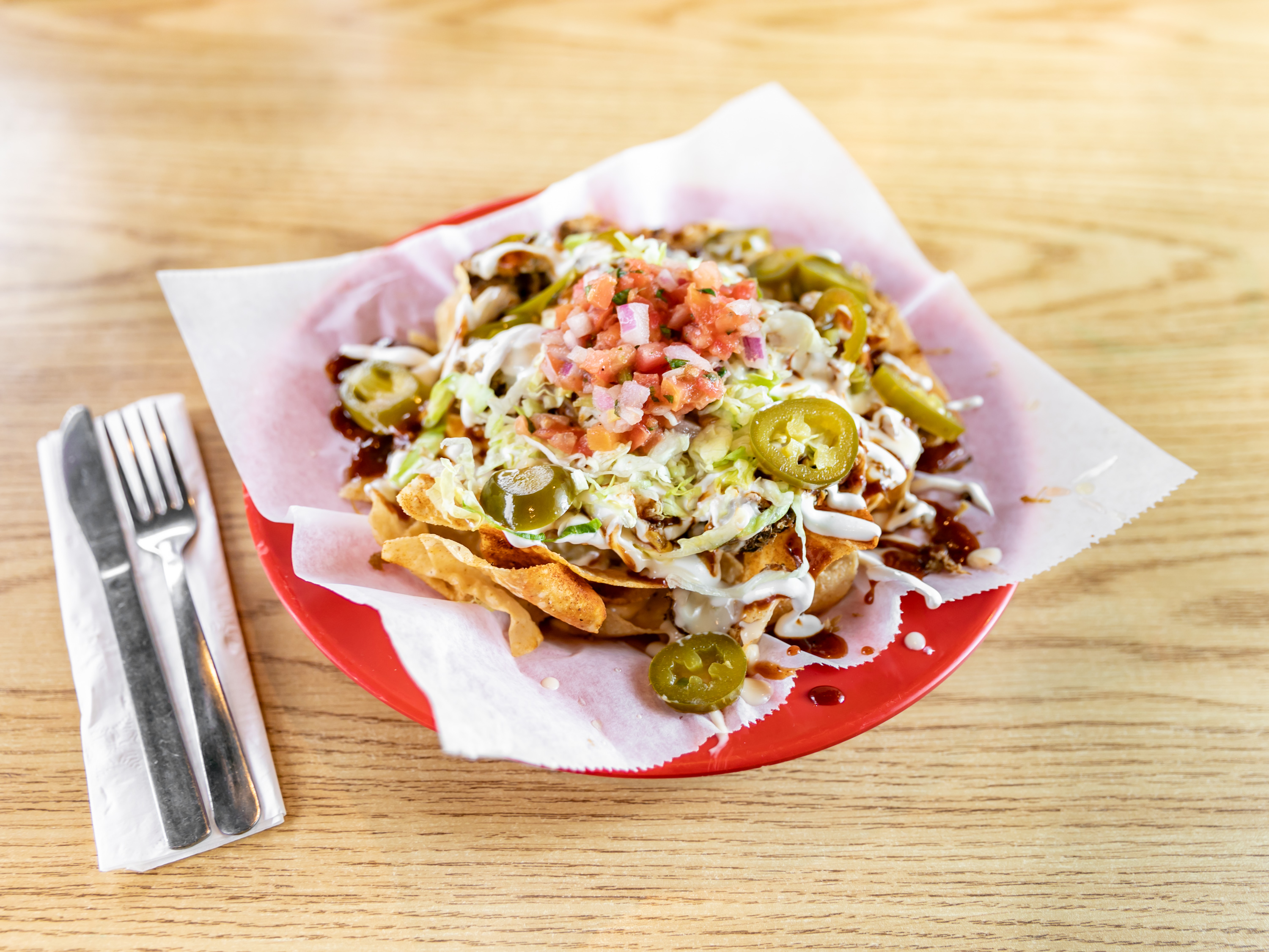 Order Slow-Smoked BBQ Pork Nachos food online from Maria's Cantina store, Southaven on bringmethat.com