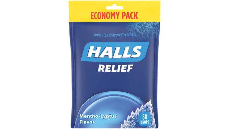 Order Halls Relief Mentho-Lyptus Cough Drops, Economy Pack, 80 Drops food online from Aldan Sunoco store, Aldan on bringmethat.com