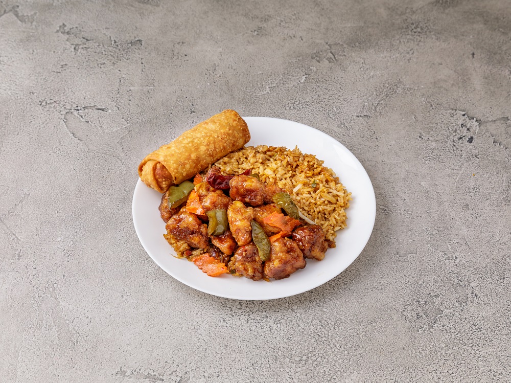 Order B11. General Tso's Chicken Combination Plate food online from Ka Wang store, East Meadow on bringmethat.com