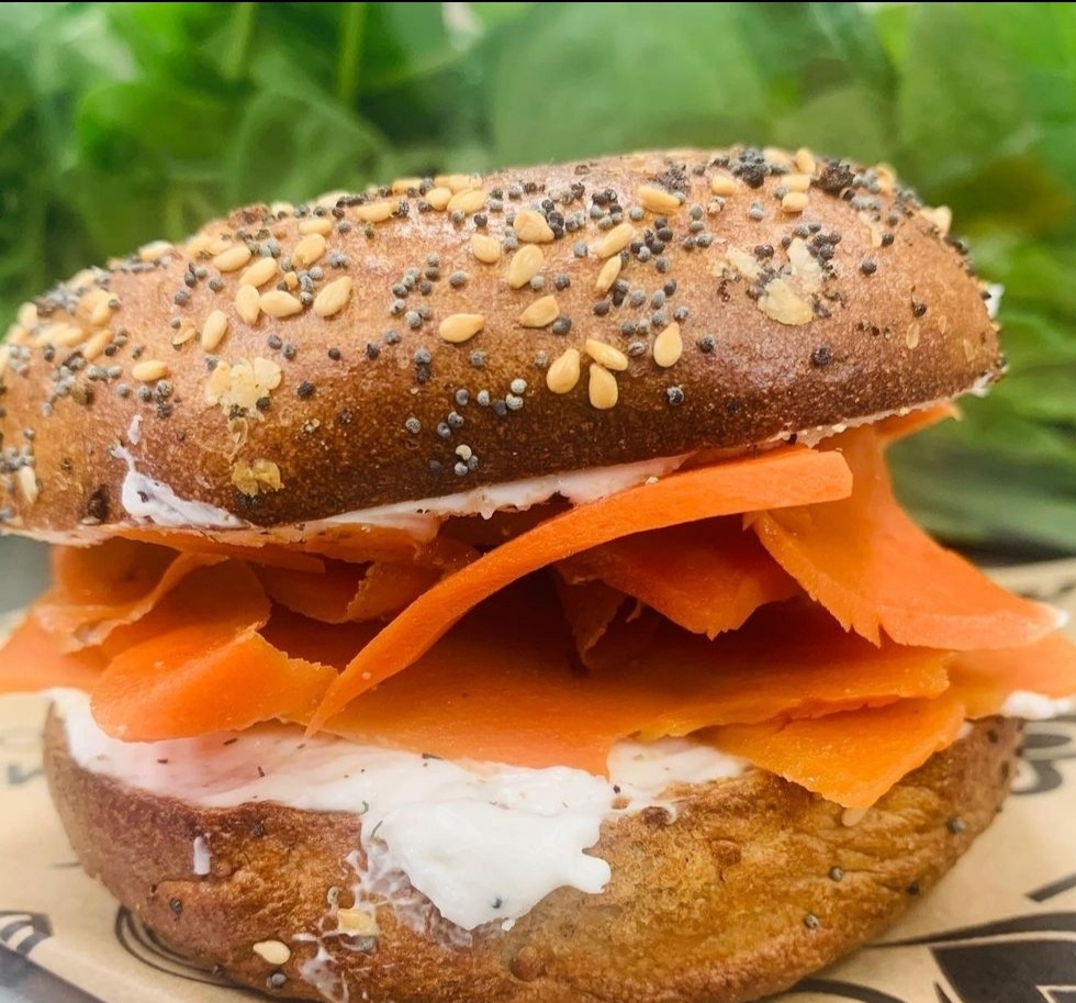Order Locali Oy Veg 24 Carrot Lox & Everything Bagel food online from Locali Hollywood store, Los Angeles on bringmethat.com